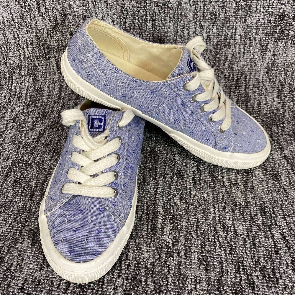 Chaps Caelyn Sneakers Womens 7B Blue Chambray Dot‎ Foulard Canvas Shoes